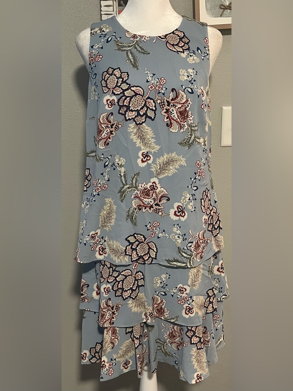 Ralph Lauren Dress Blue Floral Tiered Ruffle Skirt new size 2
